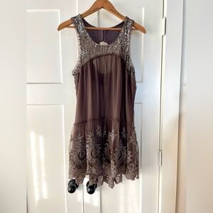 Mirror Mirror Free people slip lace tunic top Scoop front neckline and laced hem